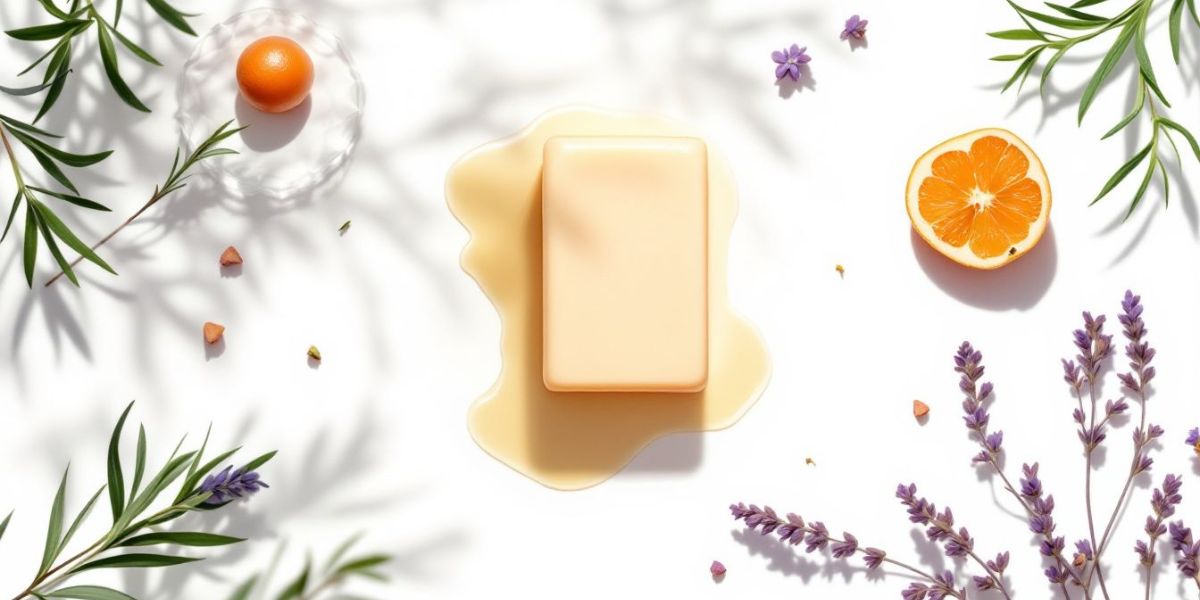 A bar of argan oil soap showcasing its natural ingredients